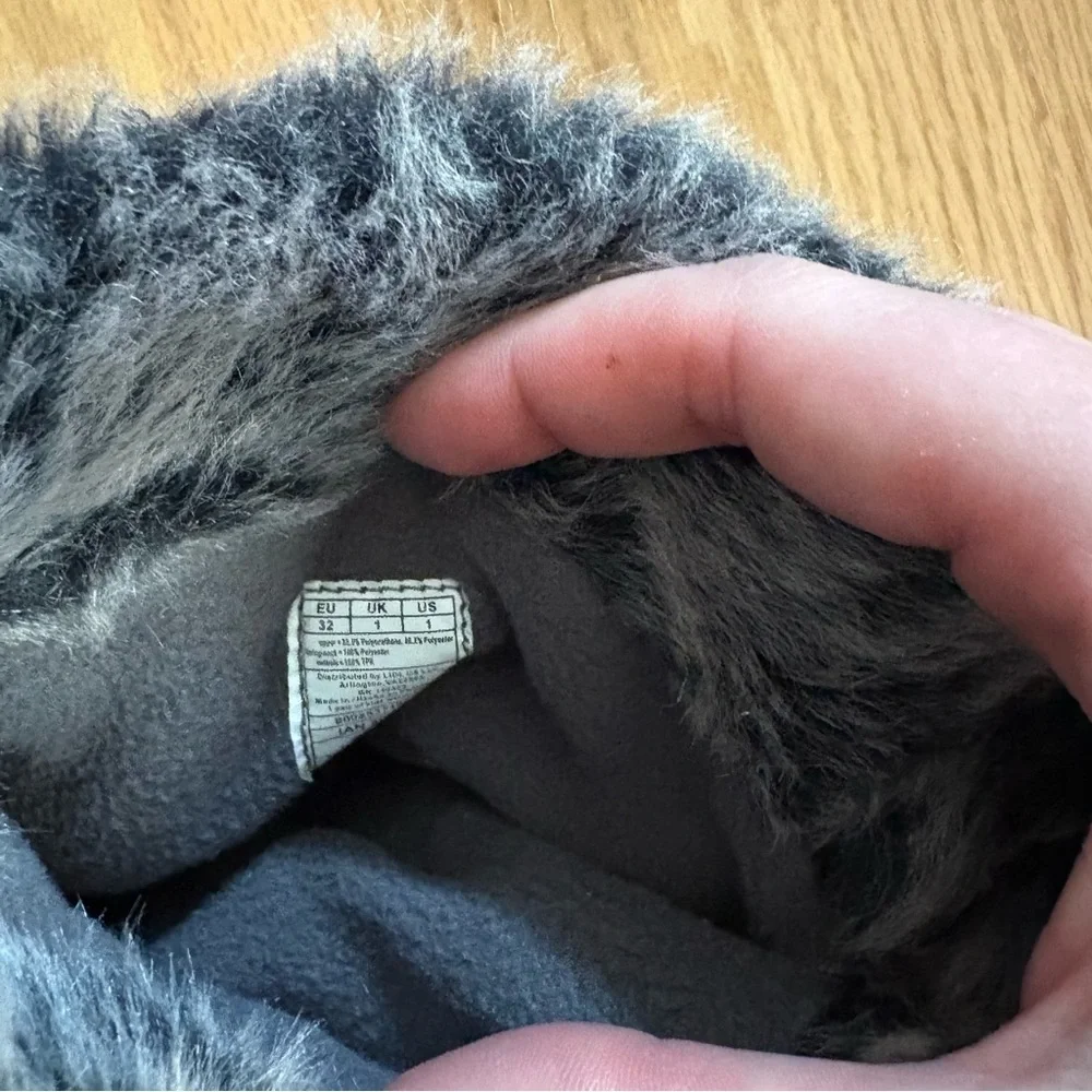 Arctic Adventure Navy Blue Winter Snow Boots Sz 1 Waterproof Faux Fur Tie